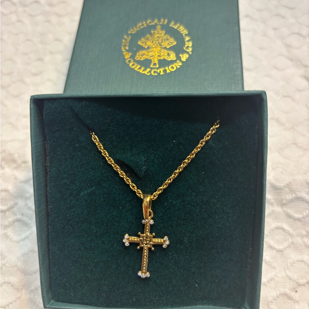 The Vatican Library Collection Elegant Gold Cross Necklace